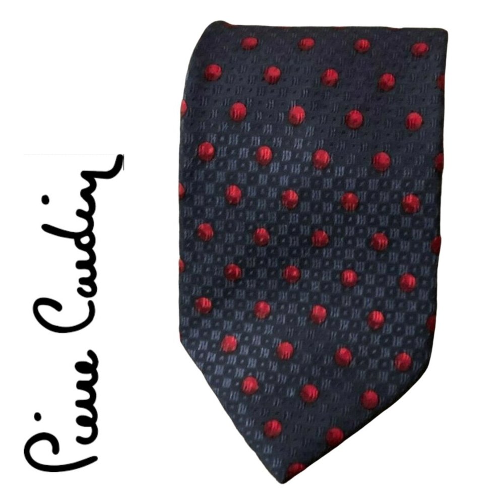 Pierre Cardin Tie Blue & Red Dot 100% Silk Necktie
